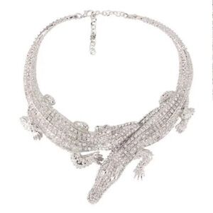 18k Gold Plated Silver Alligator Necklace new